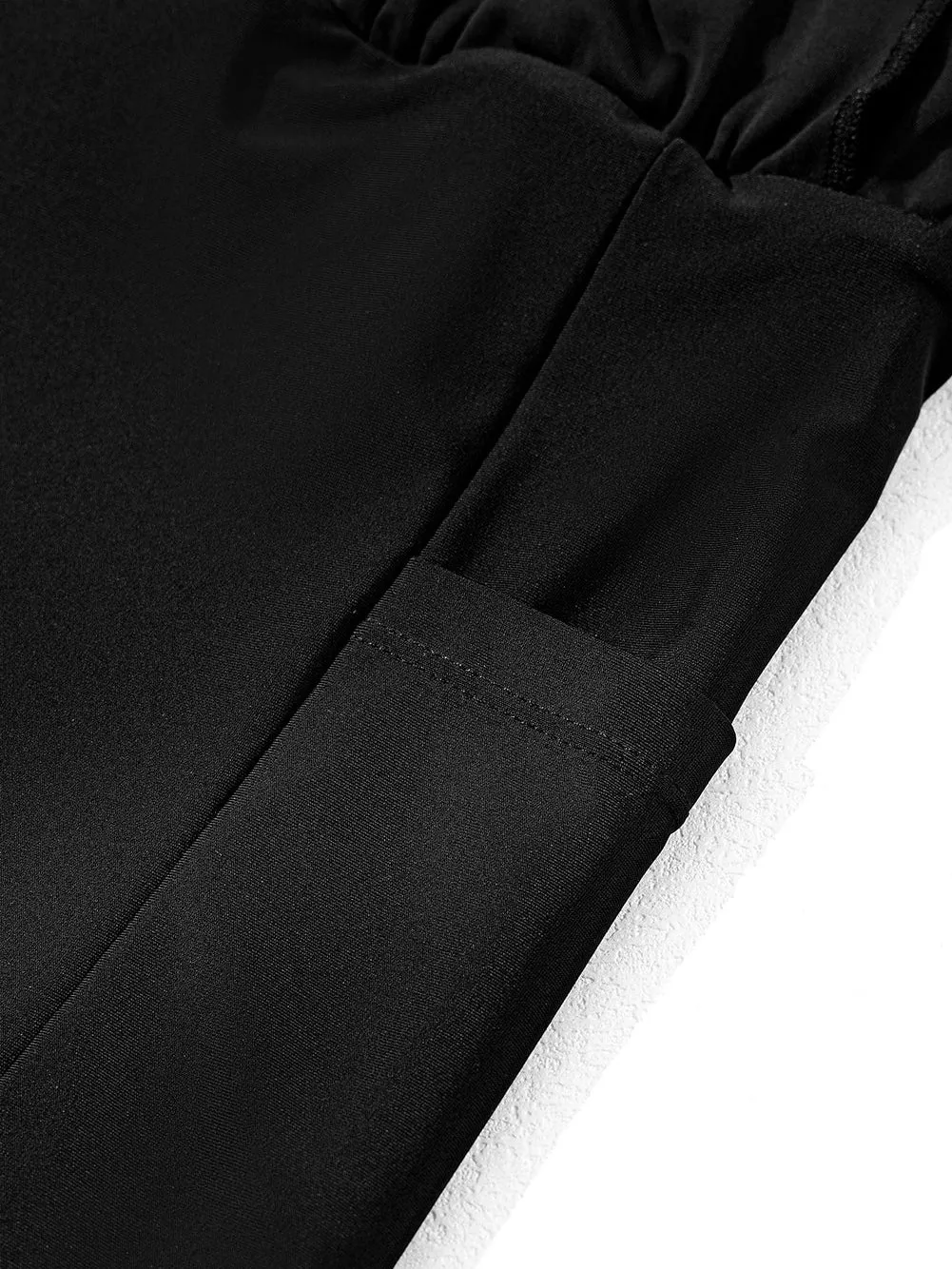 Black Ruffled High Waist Petal Swim Shorts