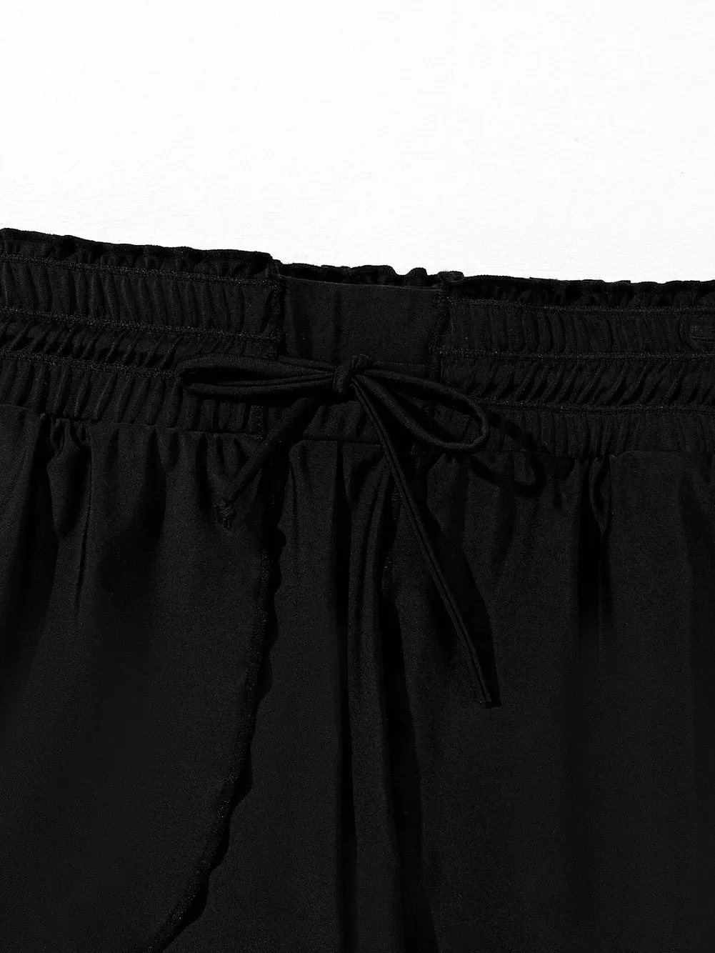Black Ruffled High Waist Petal Swim Shorts