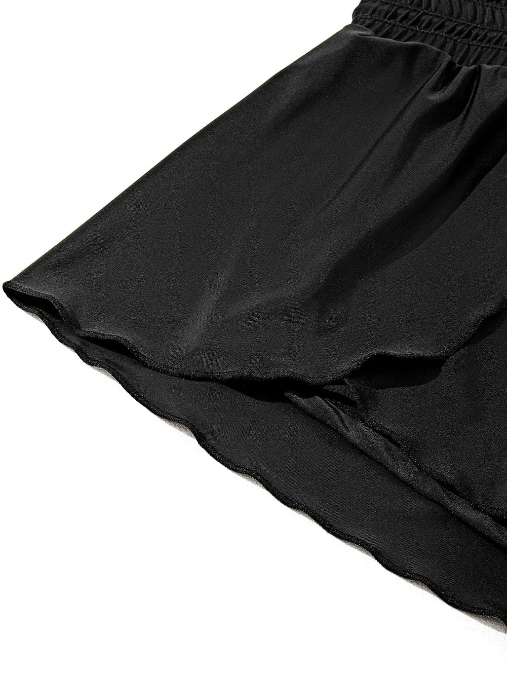 Black Ruffled High Waist Petal Swim Shorts