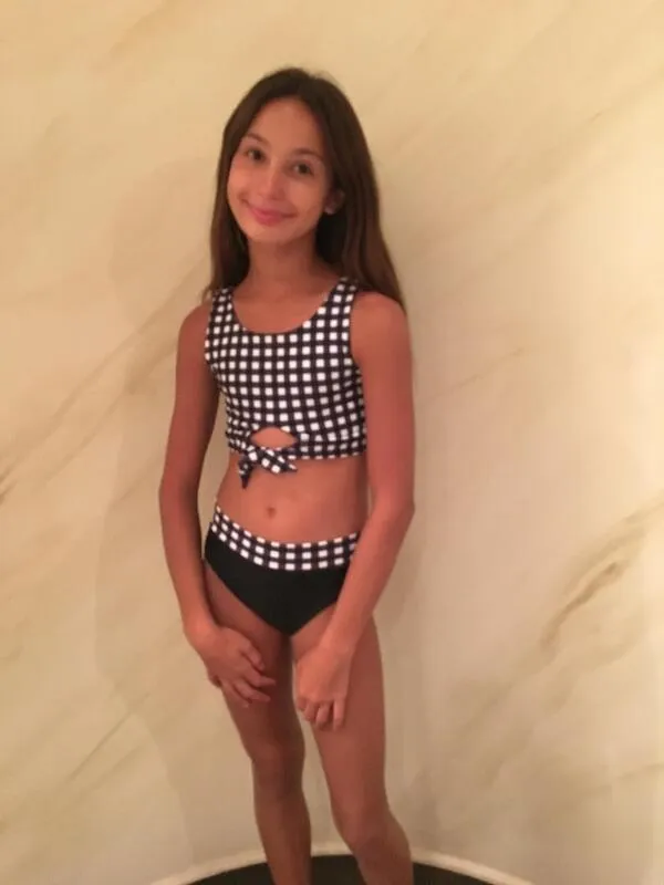 BLACK/WHITE  CHEX KNOT BIKINI