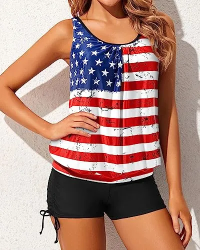 Blouson Tankini Swimsuits Modest Loose Fit Swimwear