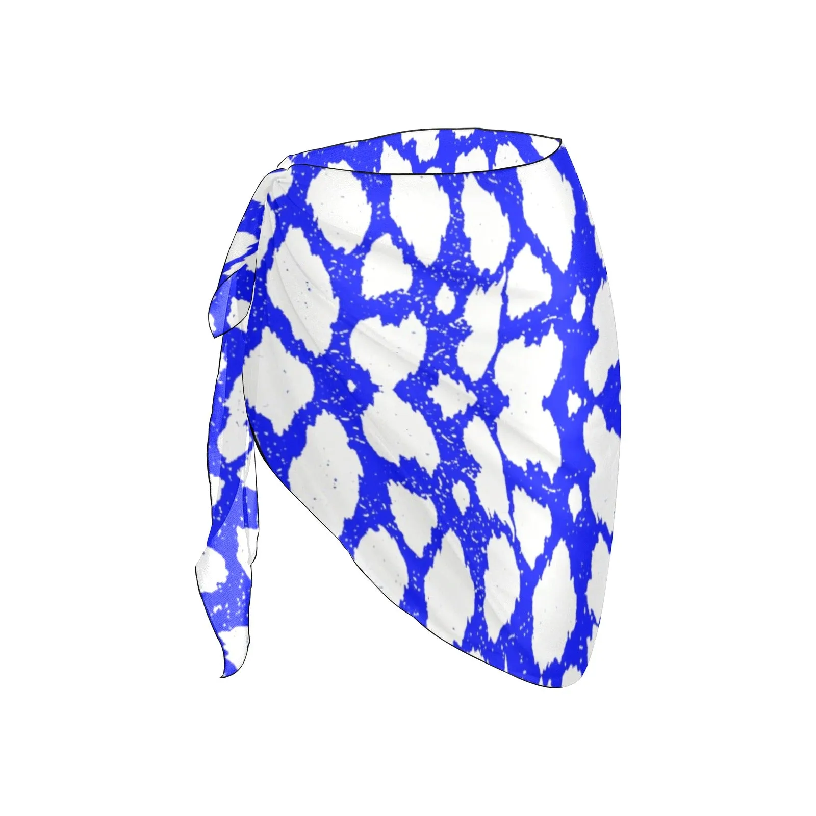 Blue & White Leopard Short Chiffon Sarong Wrap up to 5 XL (FWS)