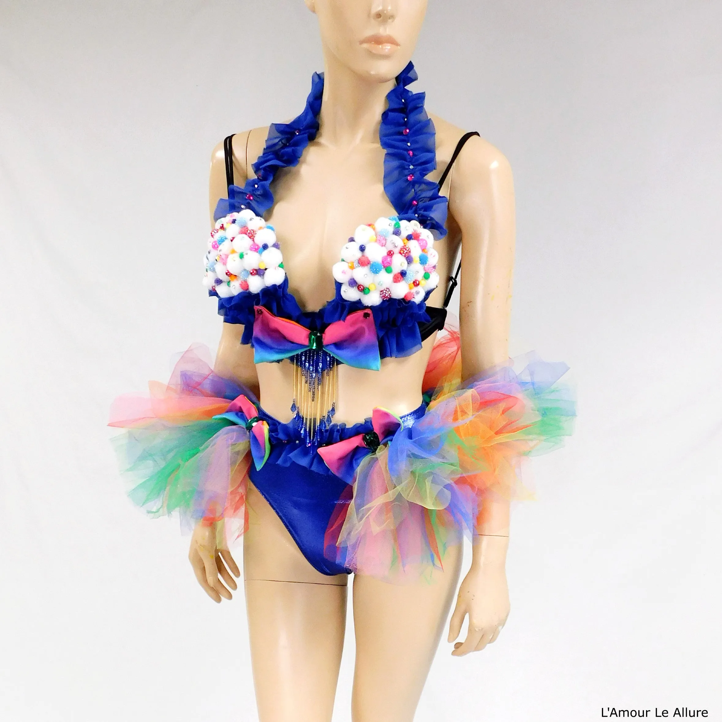 Blue Cupcake Birthday Plunge Rave Bra with Tutu Bustle