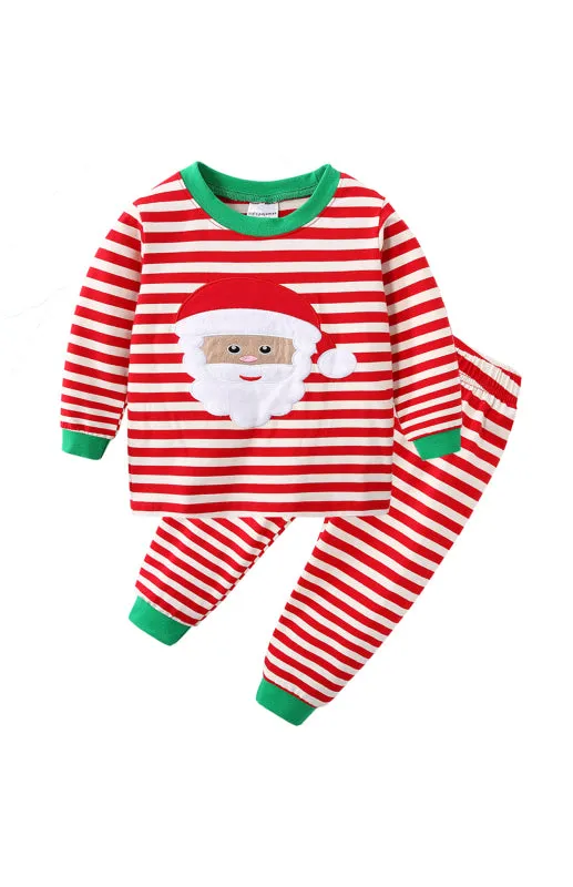 Blue Zone Planet |  Children's Cotton Crew Neck Long Sleeve Trousers Print Christmas Suit