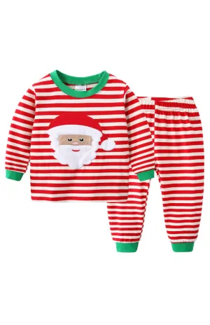 Blue Zone Planet |  Children's Cotton Crew Neck Long Sleeve Trousers Print Christmas Suit