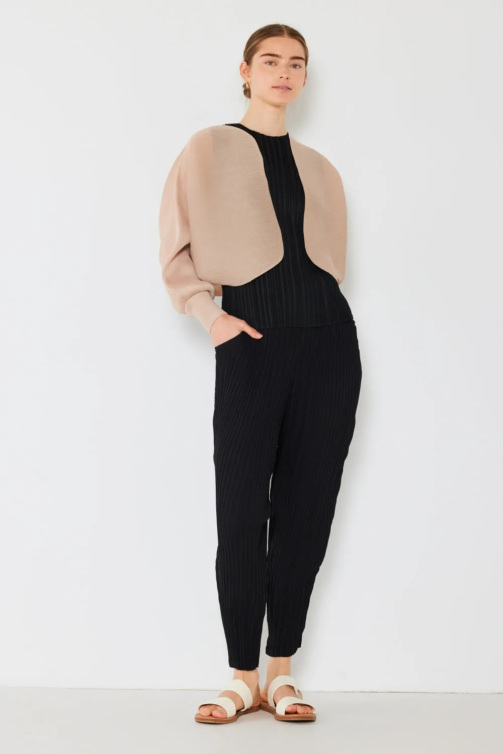 Blue Zone Planet |  Marina West Swim Rib Pleated Puff Sleeve Bolero Cardigan