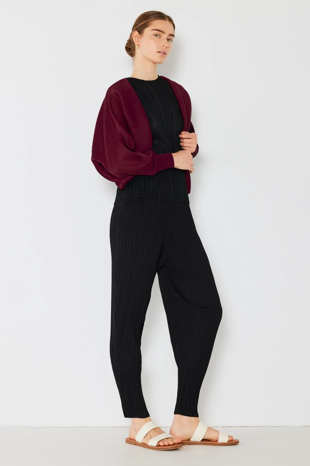 Blue Zone Planet |  Marina West Swim Rib Pleated Puff Sleeve Bolero Cardigan