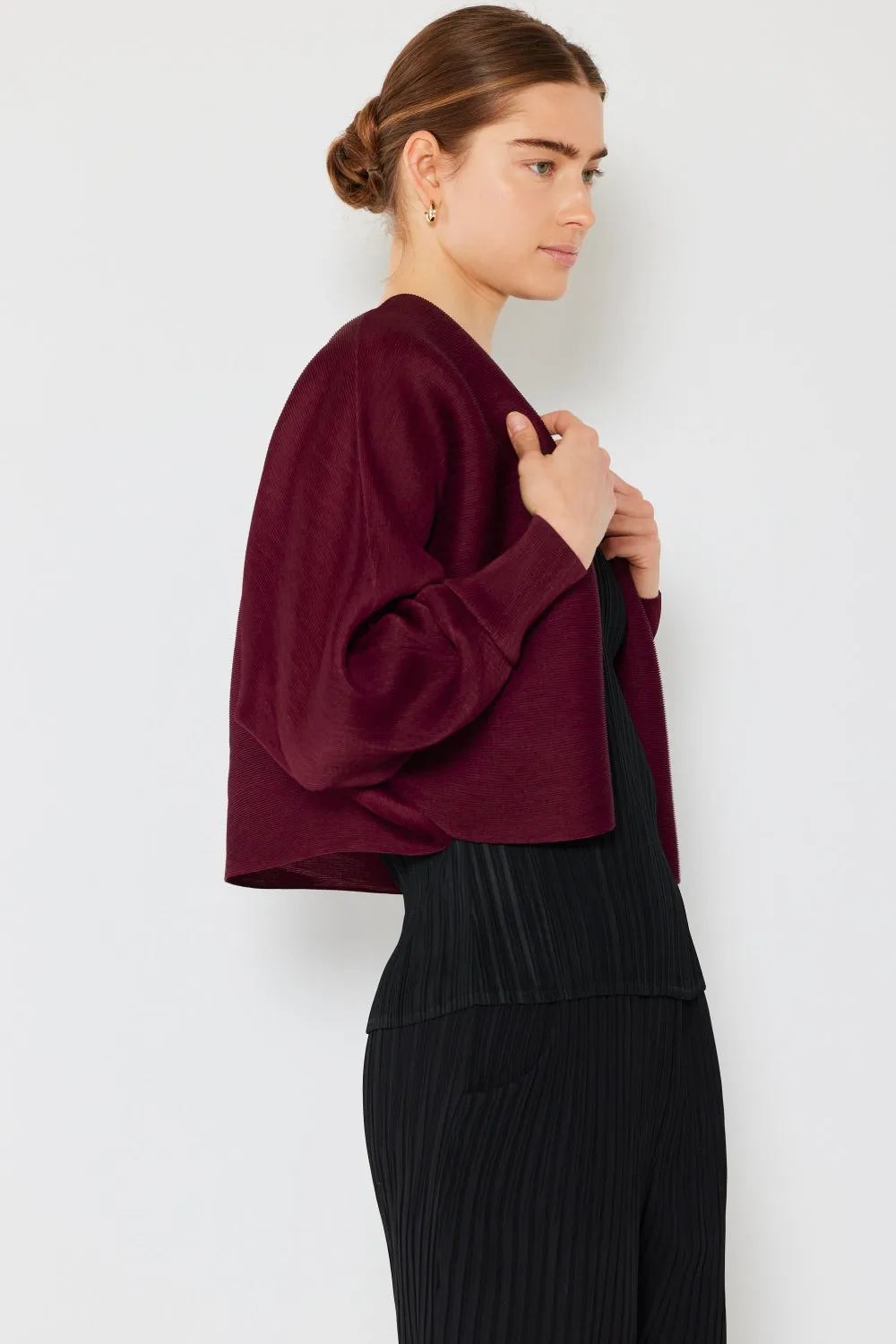 Blue Zone Planet |  Marina West Swim Rib Pleated Puff Sleeve Bolero Cardigan