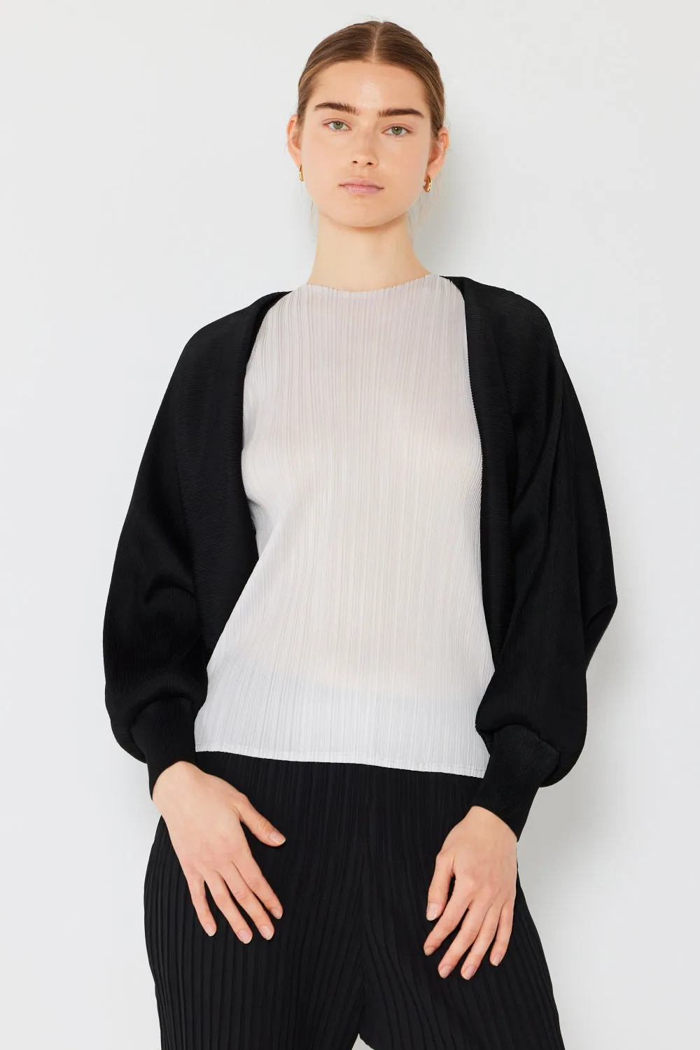 Blue Zone Planet |  Marina West Swim Rib Pleated Puff Sleeve Bolero Cardigan