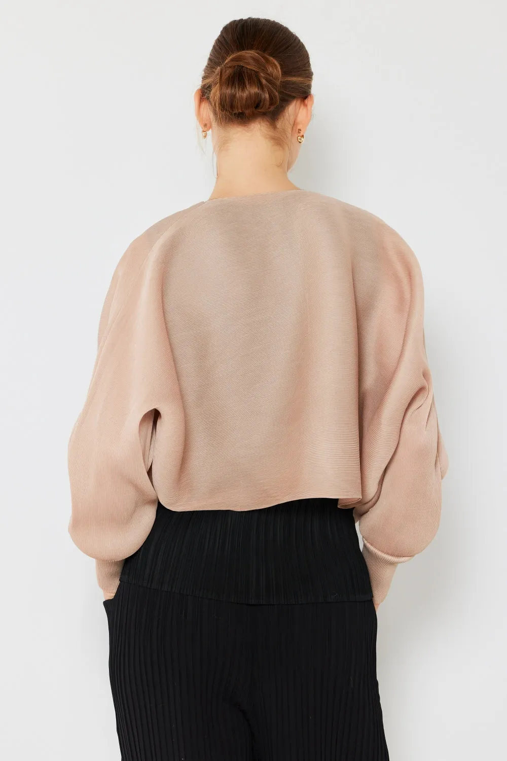 Blue Zone Planet |  Marina West Swim Rib Pleated Puff Sleeve Bolero Cardigan