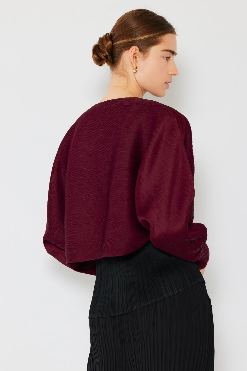 Blue Zone Planet |  Marina West Swim Rib Pleated Puff Sleeve Bolero Cardigan