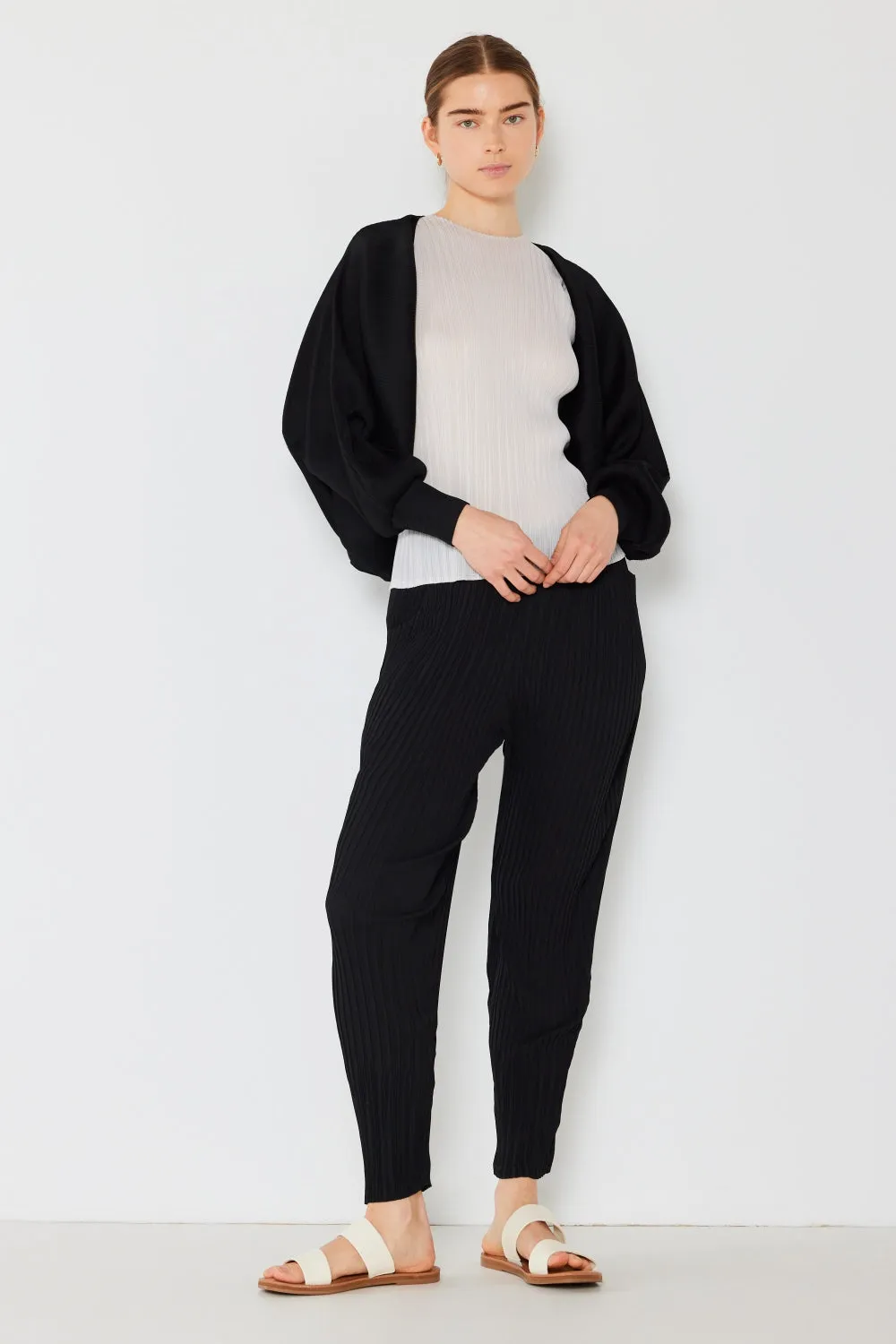 Blue Zone Planet |  Marina West Swim Rib Pleated Puff Sleeve Bolero Cardigan