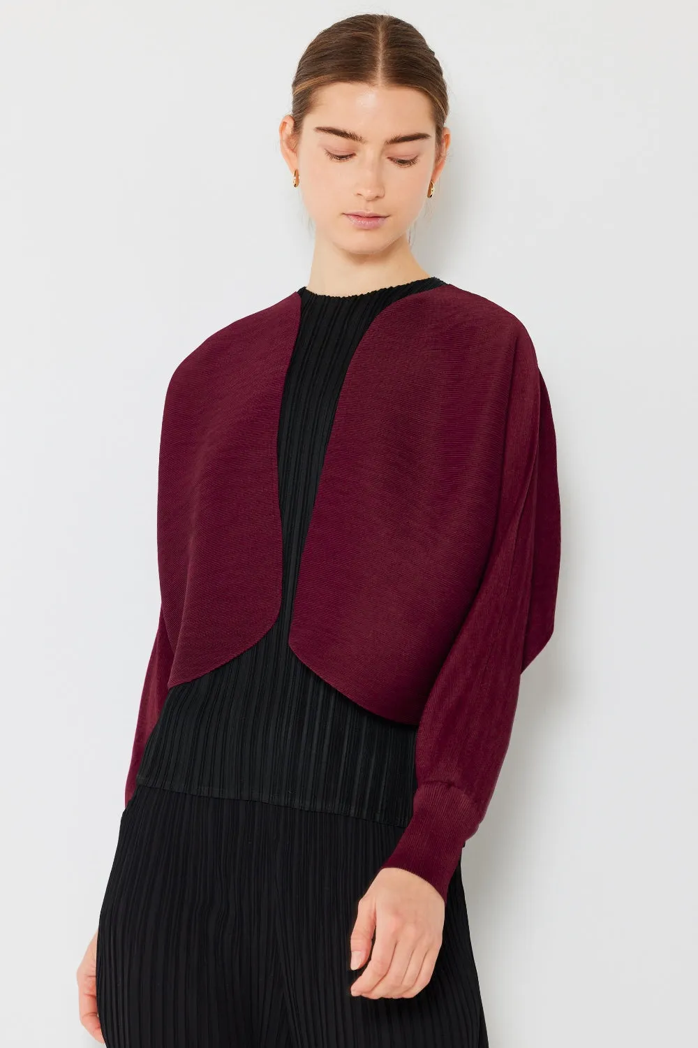 Blue Zone Planet |  Marina West Swim Rib Pleated Puff Sleeve Bolero Cardigan