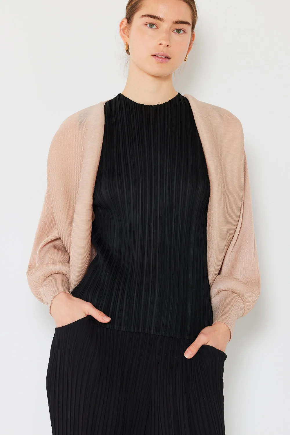 Blue Zone Planet |  Marina West Swim Rib Pleated Puff Sleeve Bolero Cardigan
