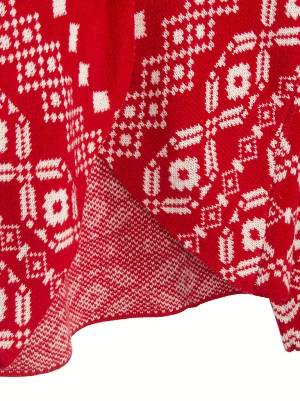 Blue Zone Planet |  New V-neck irregular backless off-shoulder Christmas snowflake pattern long-sleeved women's sweater