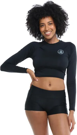 Body Glove Women's Standard Let It Be Long Sleeve Crop Top Rashguard with UPF 50 