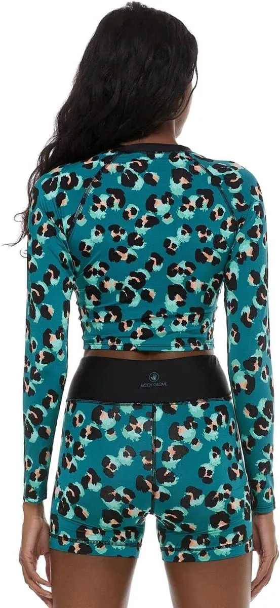 Body Glove Women's Standard Let It Be Long Sleeve Crop Top Rashguard with UPF 50 