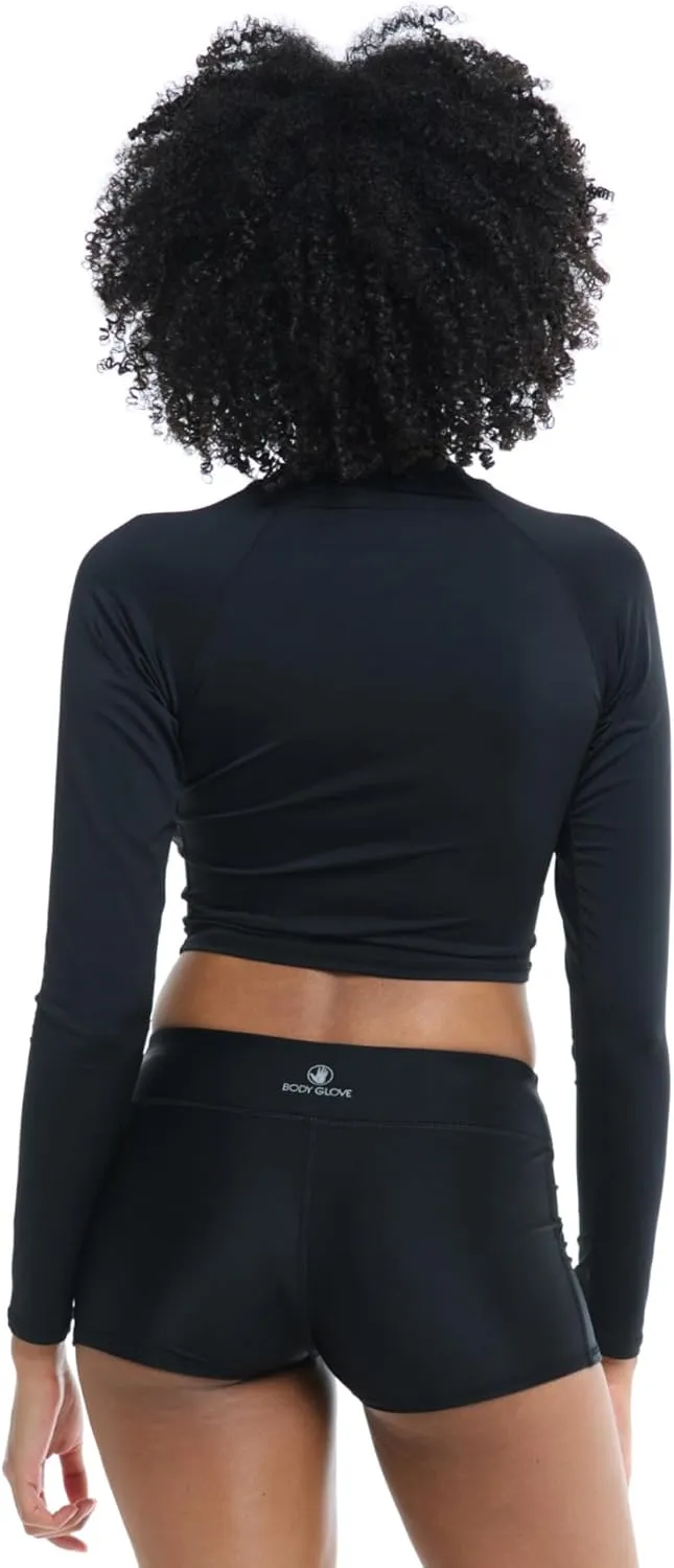 Body Glove Women's Standard Let It Be Long Sleeve Crop Top Rashguard with UPF 50 