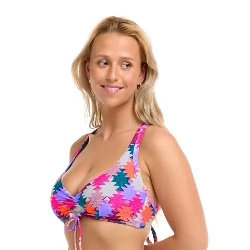 Body Glove Women's Standard Teagan Underwire D, DD, E, F Cup Bikini Top Swimsuit with Adjustable 2-Way Back Detail, Miami Palm Tree Print