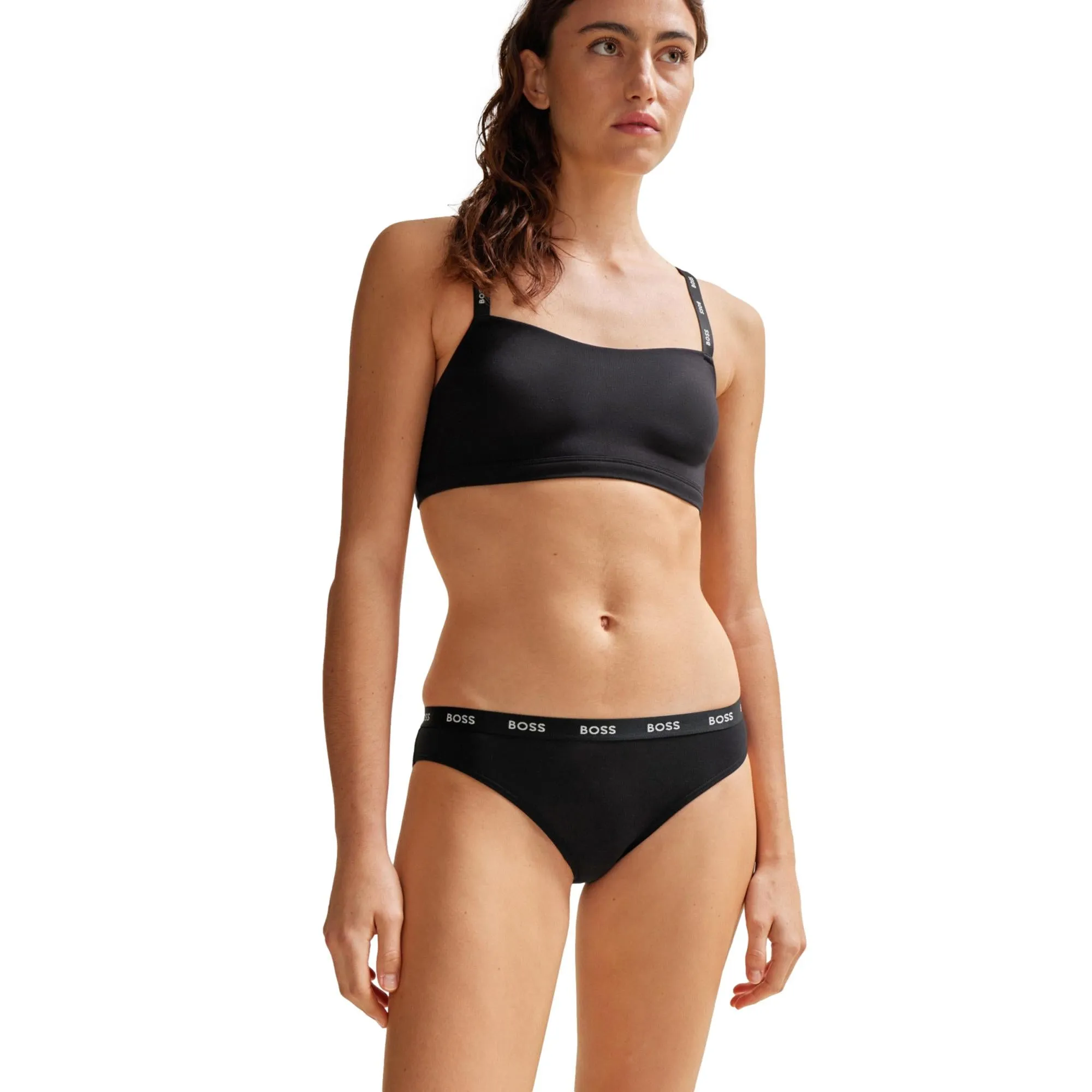 BOSS Womens Stretch Jersey Logo Waistband Brief - Black