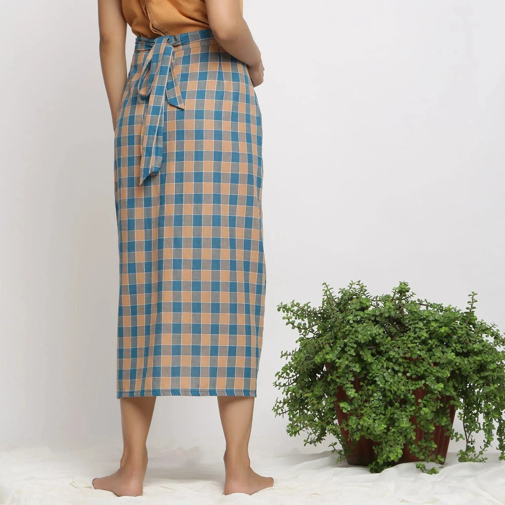 Bottle Green Handspun Cotton Muslin Maxi Wrap Skirt
