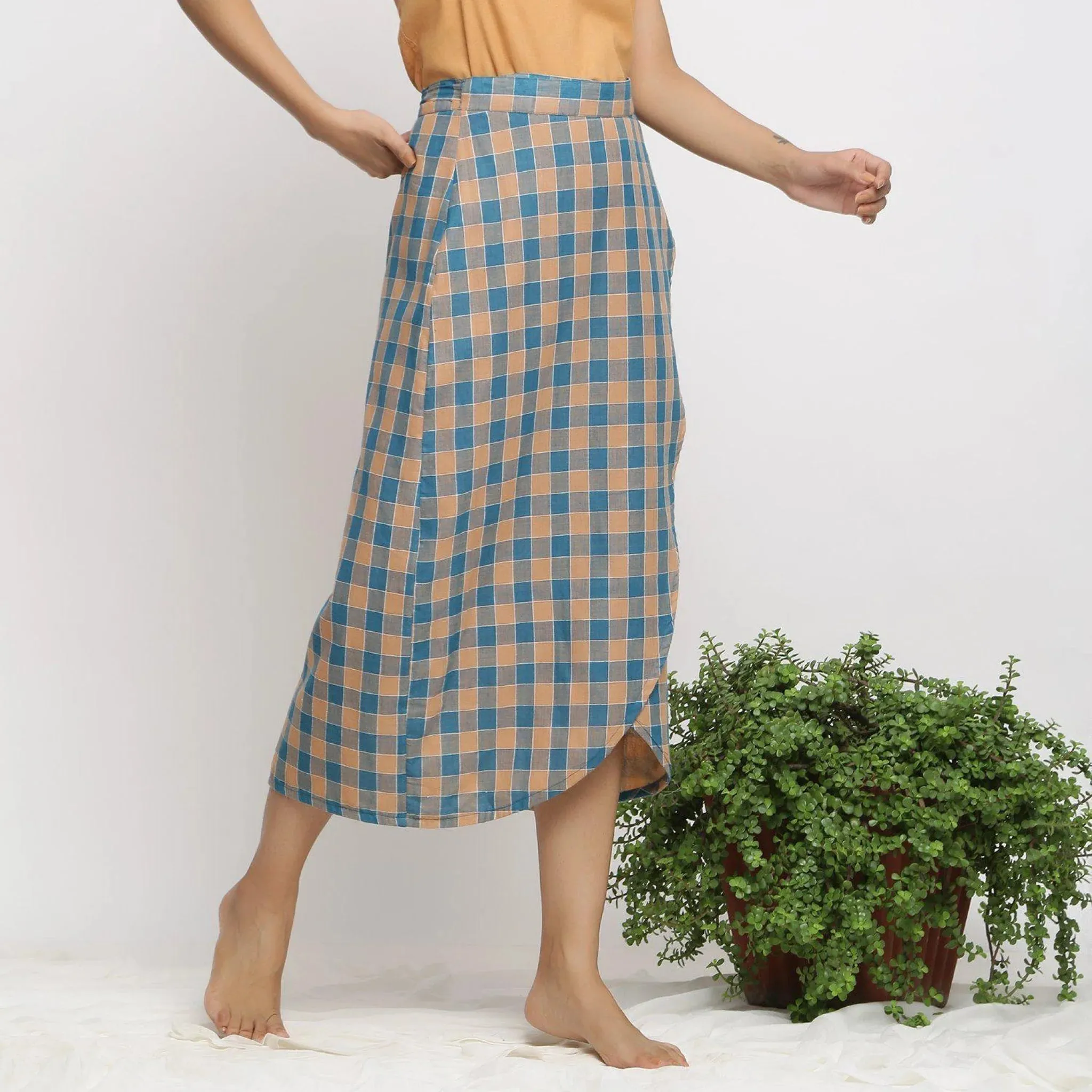 Bottle Green Handspun Cotton Muslin Maxi Wrap Skirt