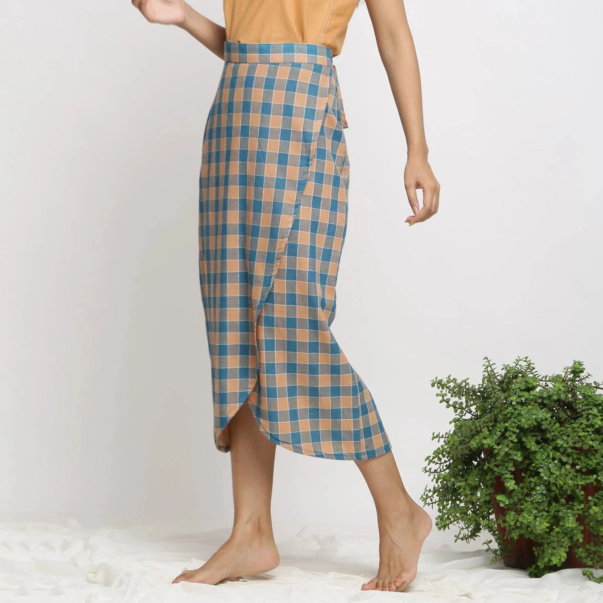 Bottle Green Handspun Cotton Muslin Maxi Wrap Skirt
