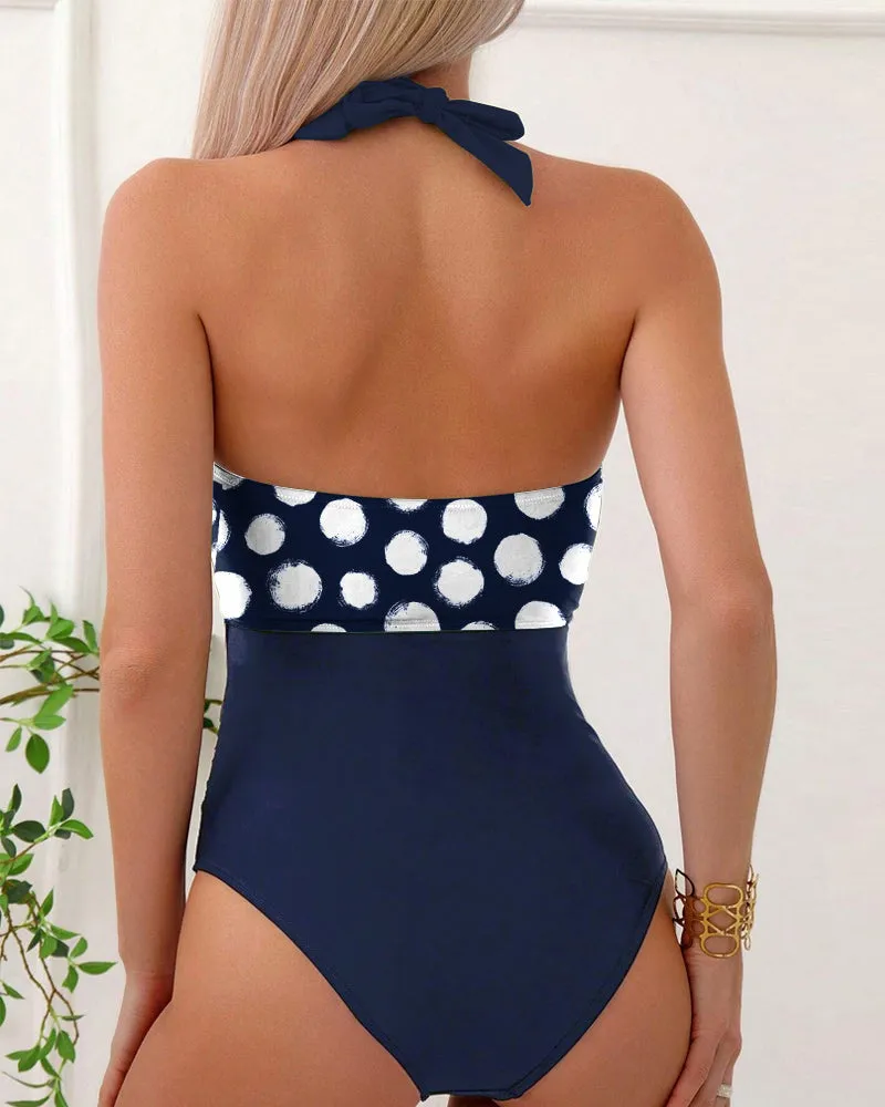 Bow Polka Dot One-Piece Swimsuit