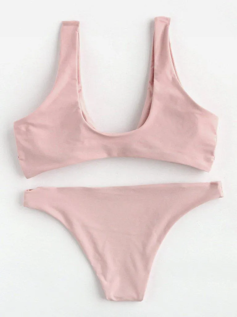 Bow Tie Scoop Neck Bikini Set