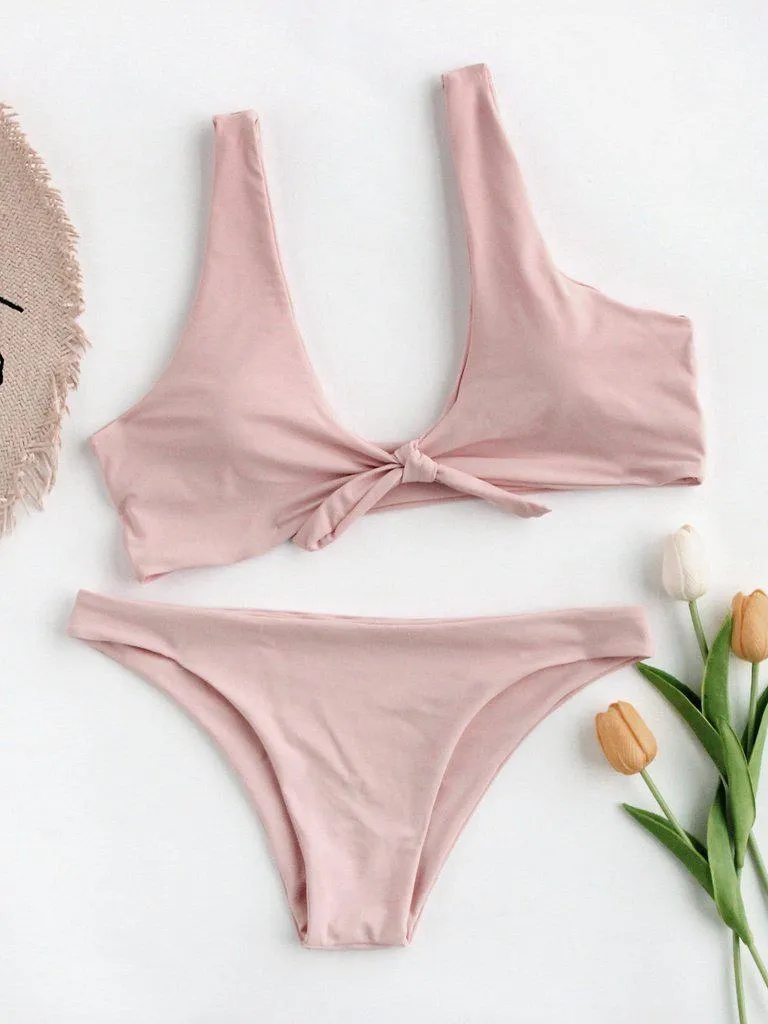 Bow Tie Scoop Neck Bikini Set