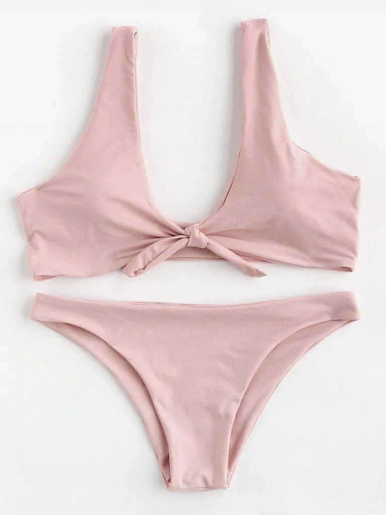 Bow Tie Scoop Neck Bikini Set