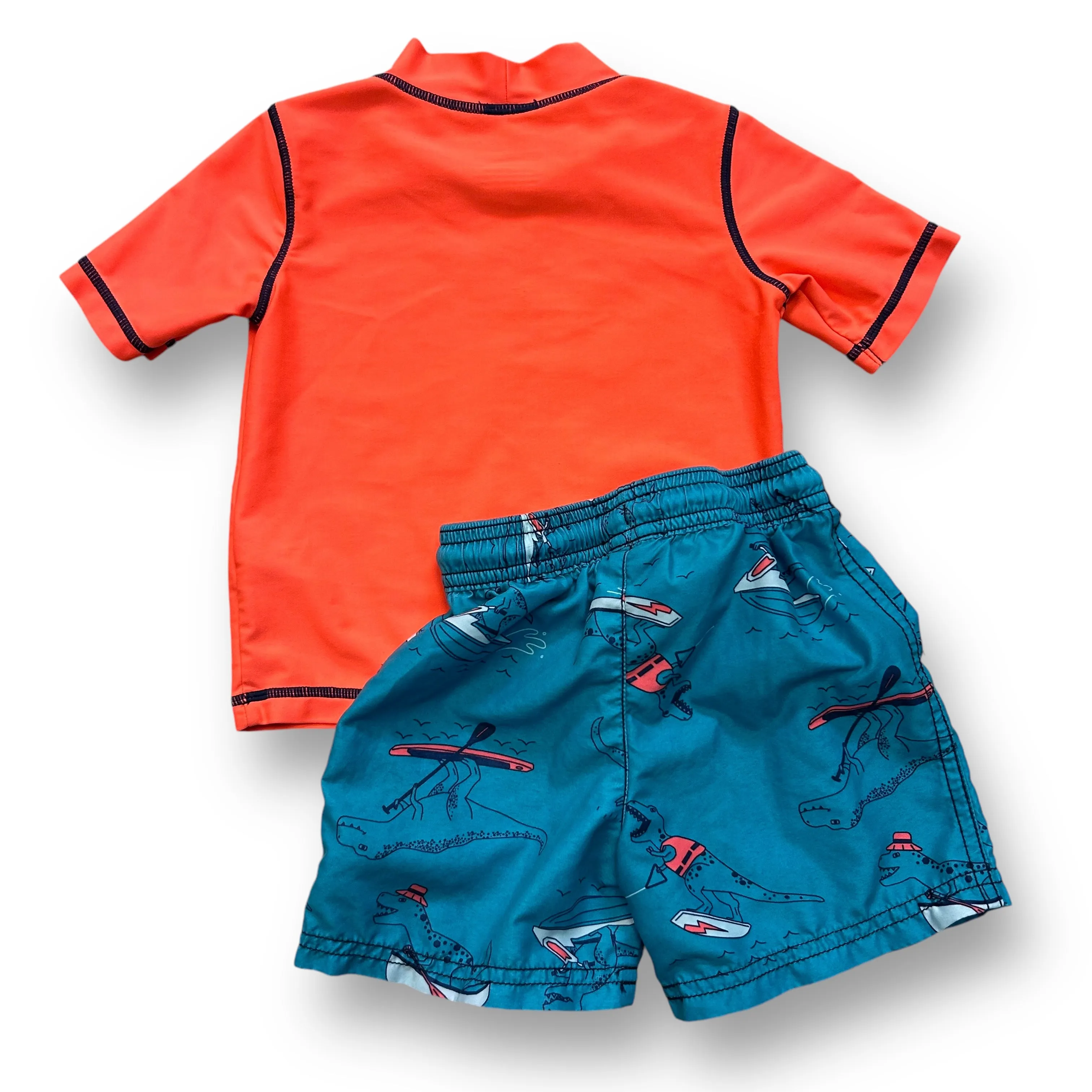 Boys Carter's Size 24 Months Orange/Green 2-Pc Swim Trunks & Rashguard