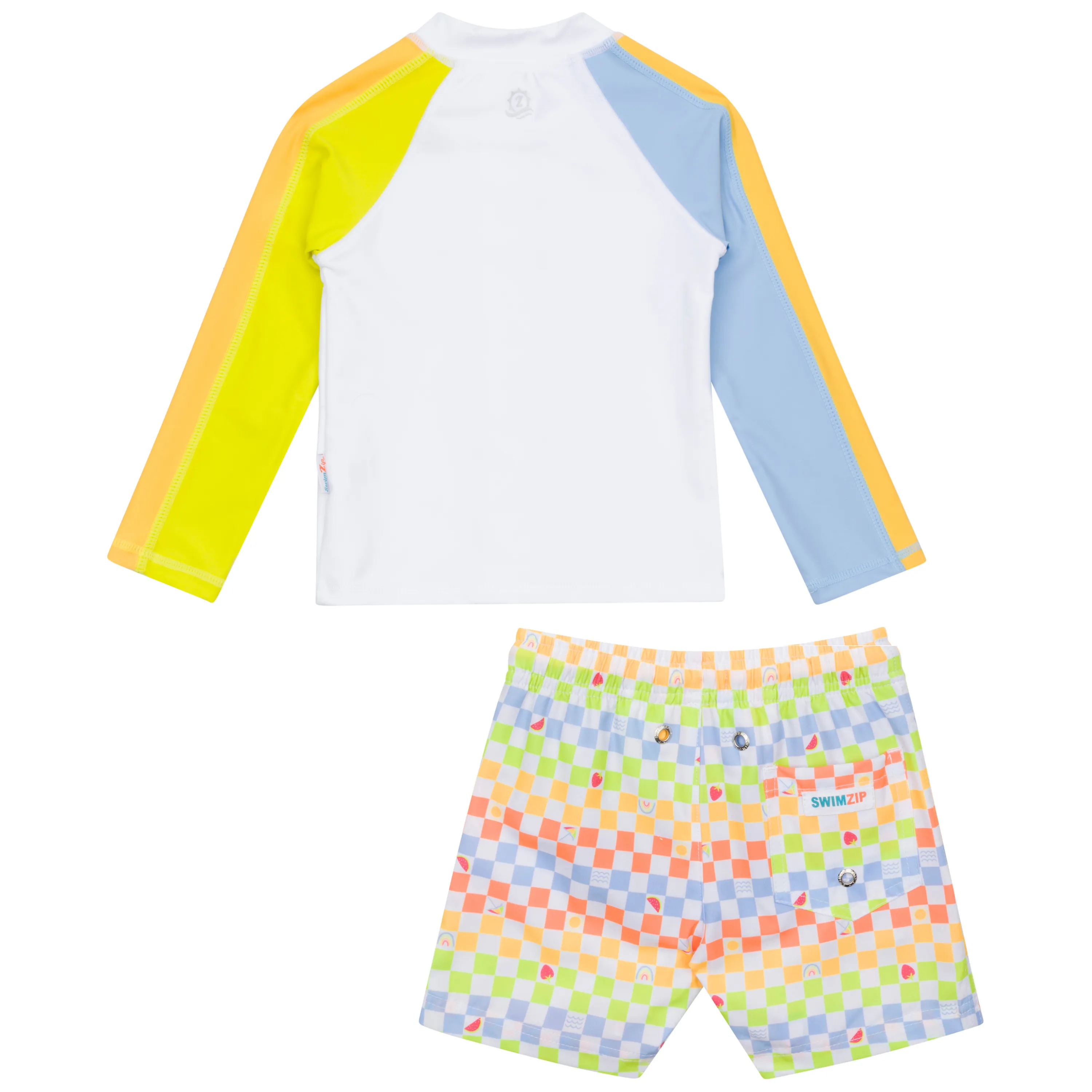 Boys Long Sleeve Zipper Rash Guard and Swim Trunk Set | "Gamified"