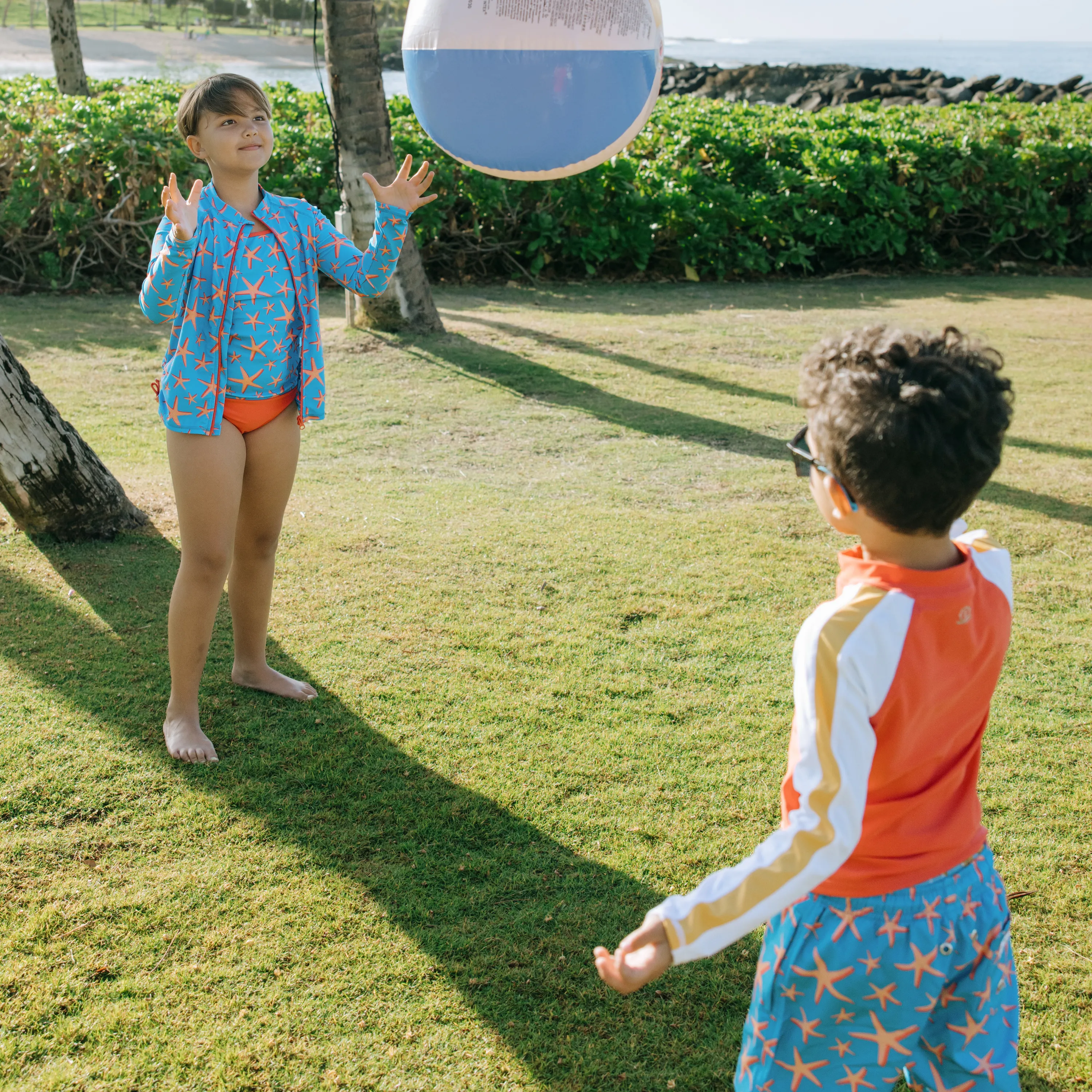 Boys Long Sleeve Zipper Rash Guard and Swim Trunk Set | "Starfish"
