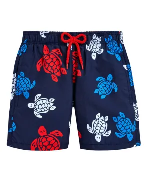 Boys Navy Turtle Swim Shorts