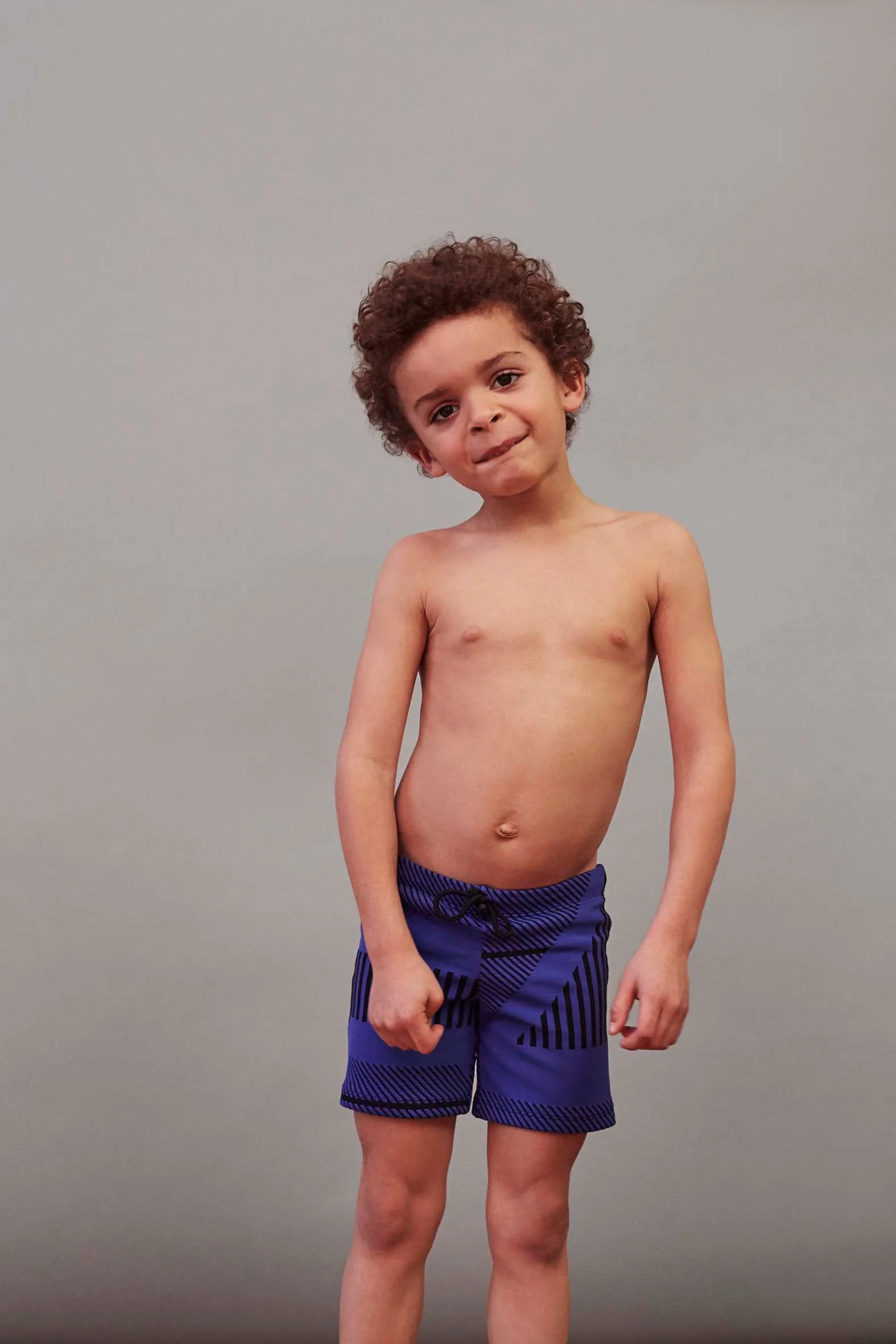 BOYS' SWIM SHORTS | Blue & Black Linear