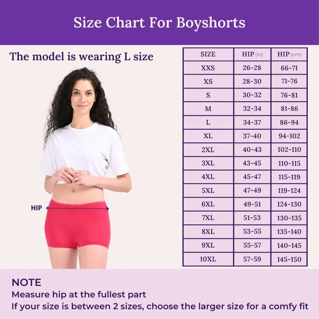 Boyshorts | Mid Waist Fit | Cotton Elastane Blend | No Visible Panty Lines | Everyday Comfort | Pack Of 3