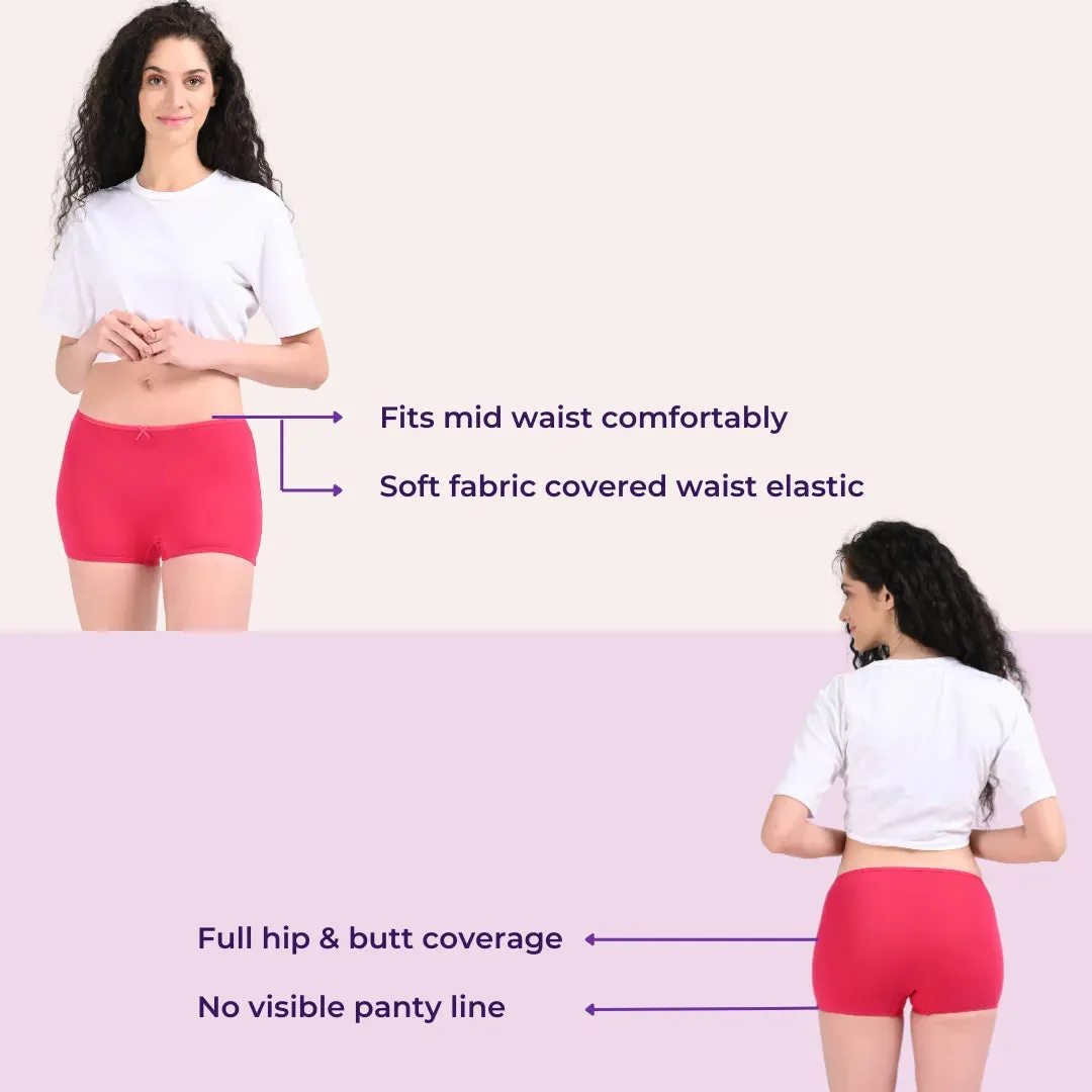 Boyshorts | Mid Waist Fit | Cotton Elastane Blend | No Visible Panty Lines | Everyday Comfort | Pack Of 3
