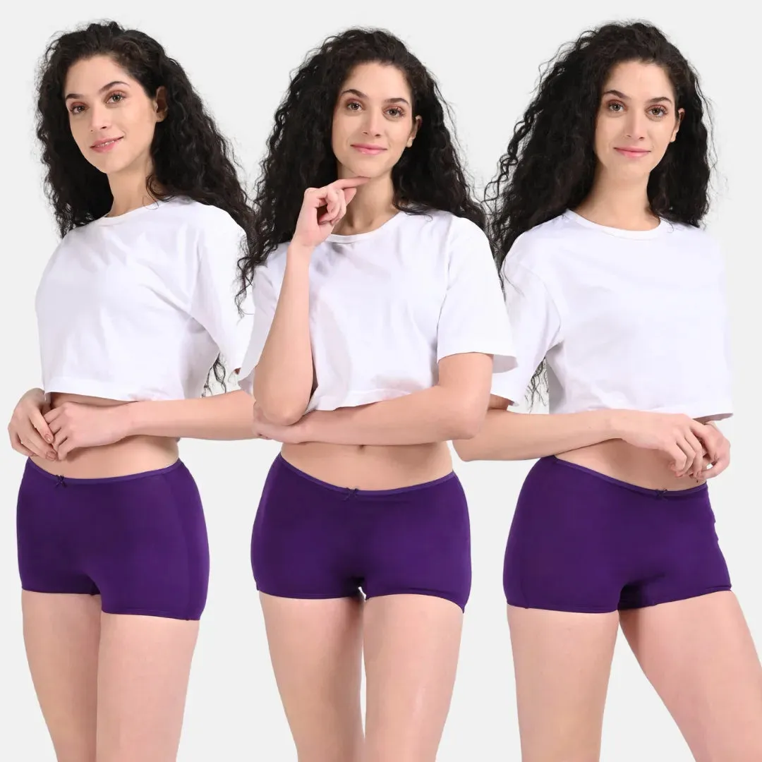 Boyshorts | Mid Waist Fit | Cotton Elastane Blend | No Visible Panty Lines | Everyday Comfort | Pack Of 3