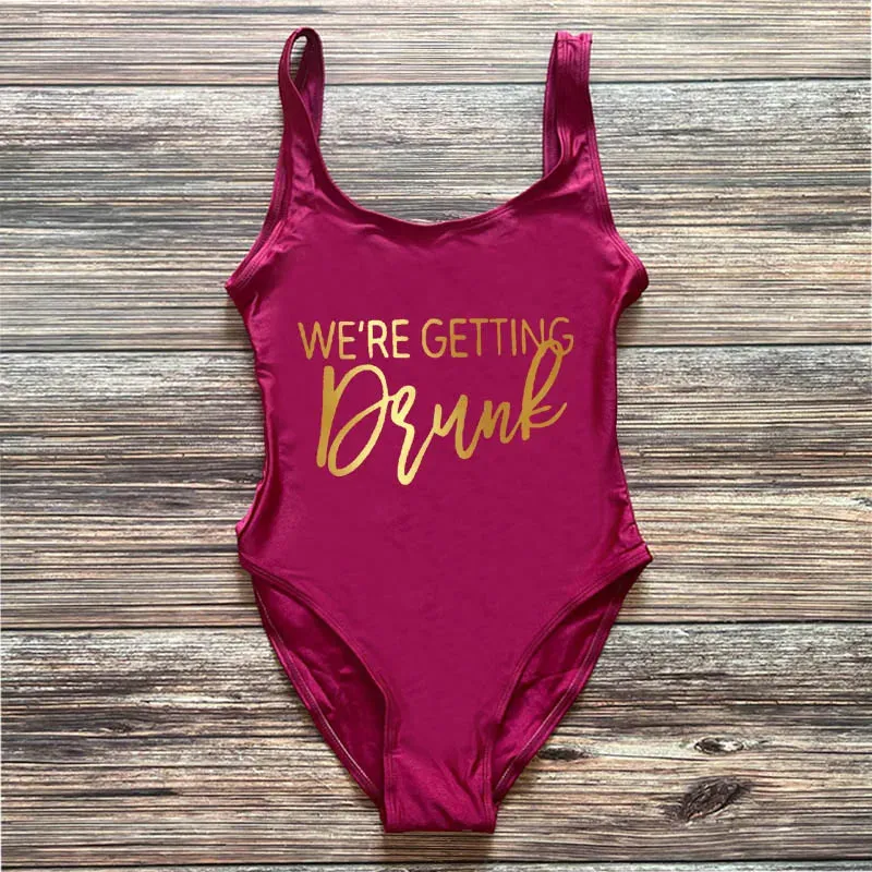 Bridal Squad Getting Married Print One-Piece Swimwear for Brides