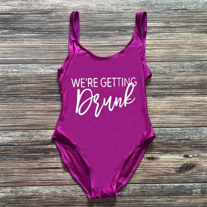 Bridal Squad Getting Married Print One-Piece Swimwear for Brides