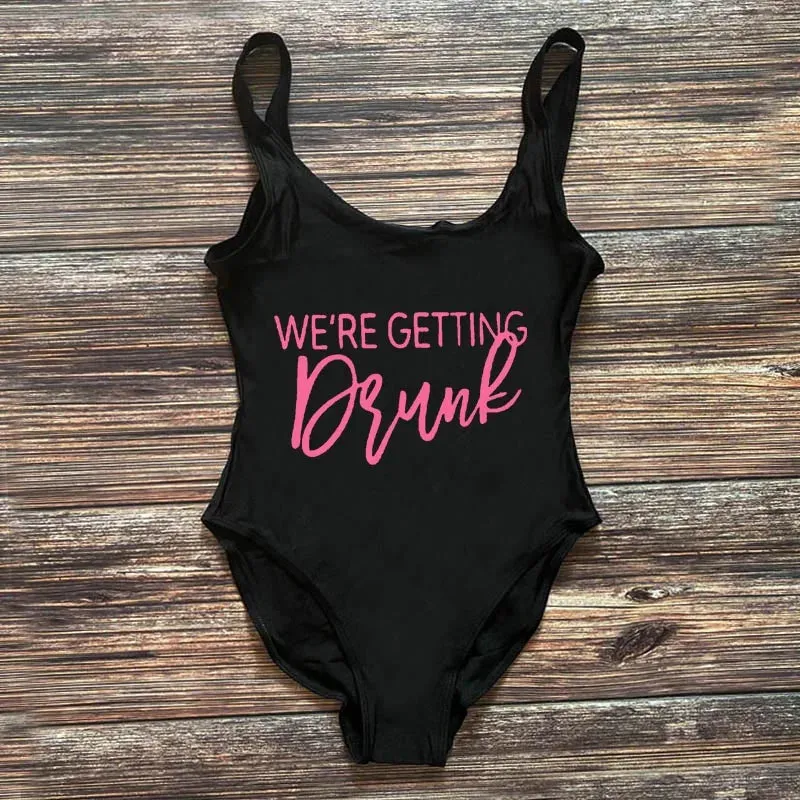 Bridal Squad Getting Married Print One-Piece Swimwear for Brides