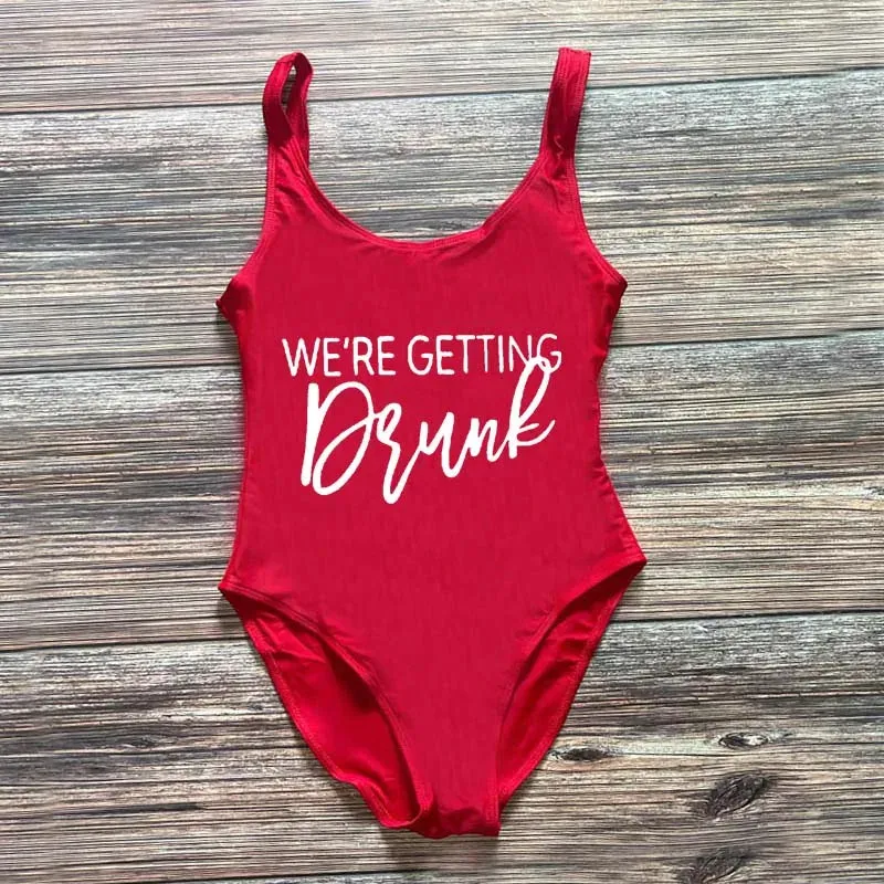 Bridal Squad Getting Married Print One-Piece Swimwear for Brides