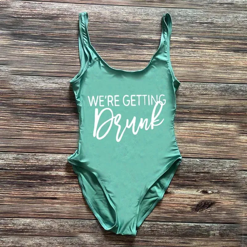 Bridal Squad Getting Married Print One-Piece Swimwear for Brides