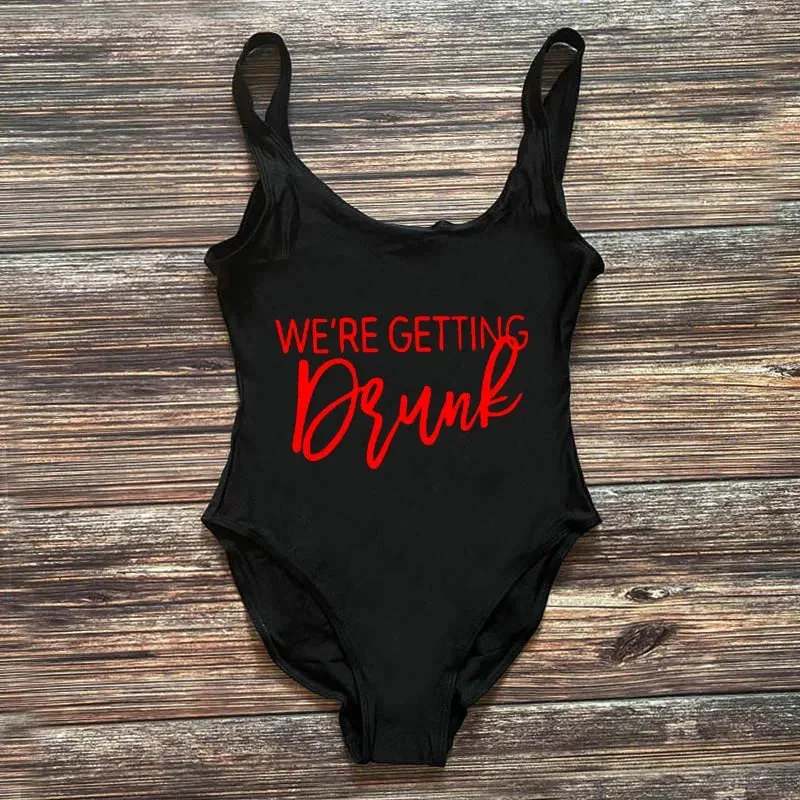 Bridal Squad Getting Married Print One-Piece Swimwear for Brides