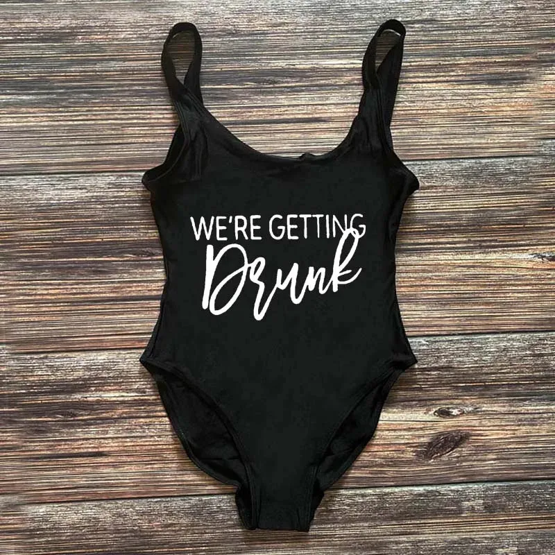 Bridal Squad Getting Married Print One-Piece Swimwear for Brides