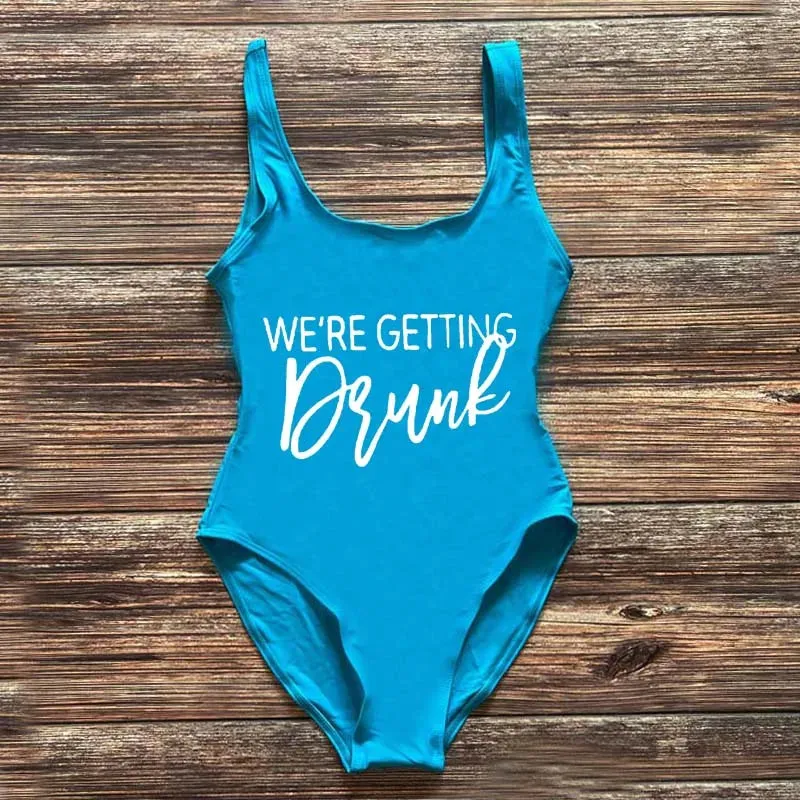 Bridal Squad Getting Married Print One-Piece Swimwear for Brides