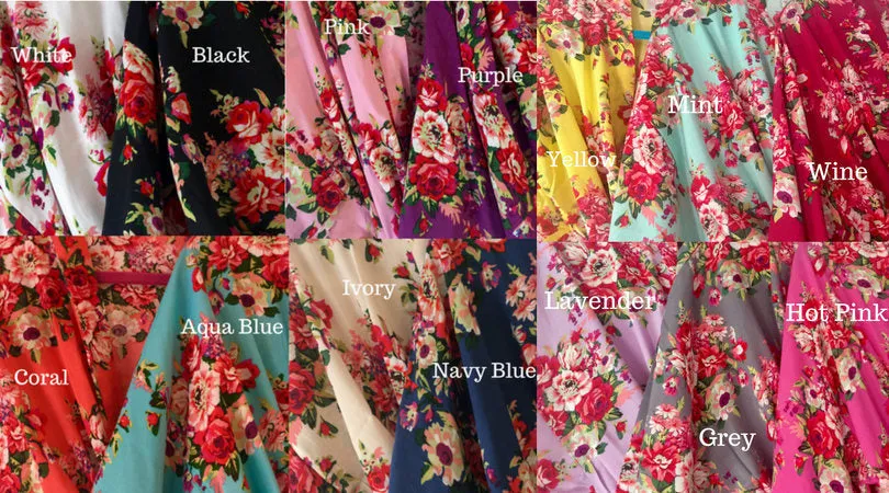 BRIDESMAID ROBES, 14 COLORS, Floral Robes, Bridesmaid Gift, Bridal Robe, Bridal Party Robes, Kimono, Wedding Robe, Discount for Multi Order
