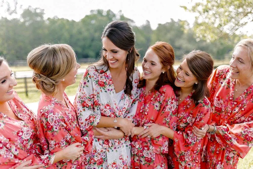 BRIDESMAID ROBES, 14 COLORS, Floral Robes, Bridesmaid Gift, Bridal Robe, Bridal Party Robes, Kimono, Wedding Robe, Discount for Multi Order