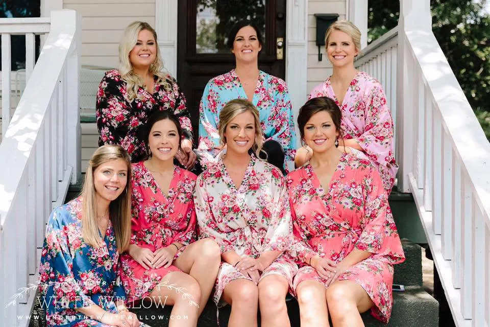 BRIDESMAID ROBES, 14 COLORS, Floral Robes, Bridesmaid Gift, Bridal Robe, Bridal Party Robes, Kimono, Wedding Robe, Discount for Multi Order